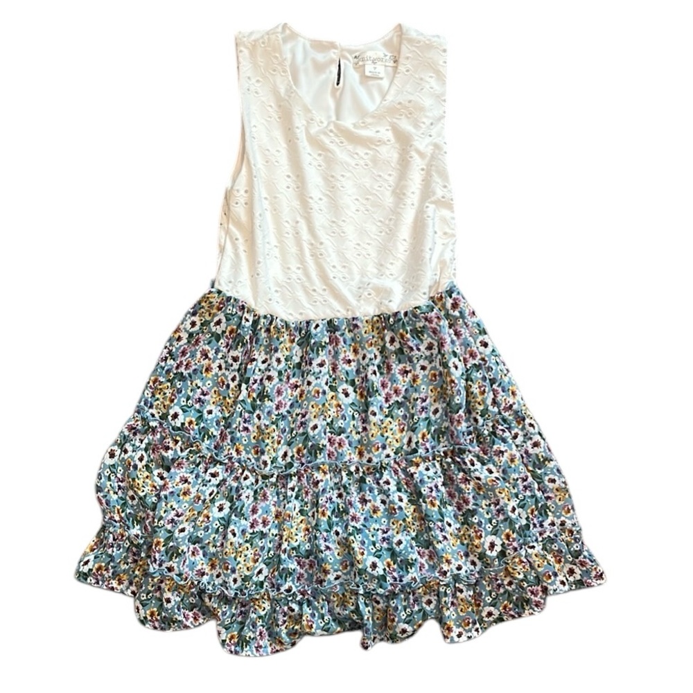 Knitworks | EUC Floral Sleeveless Dress with White Eyelet Top